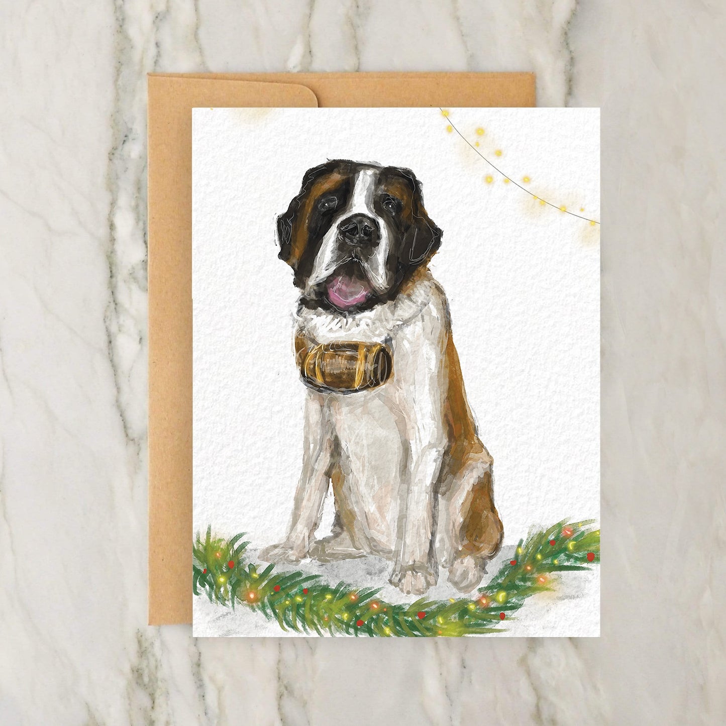 Saint Bernard Christmas 4x5" Greeting Card