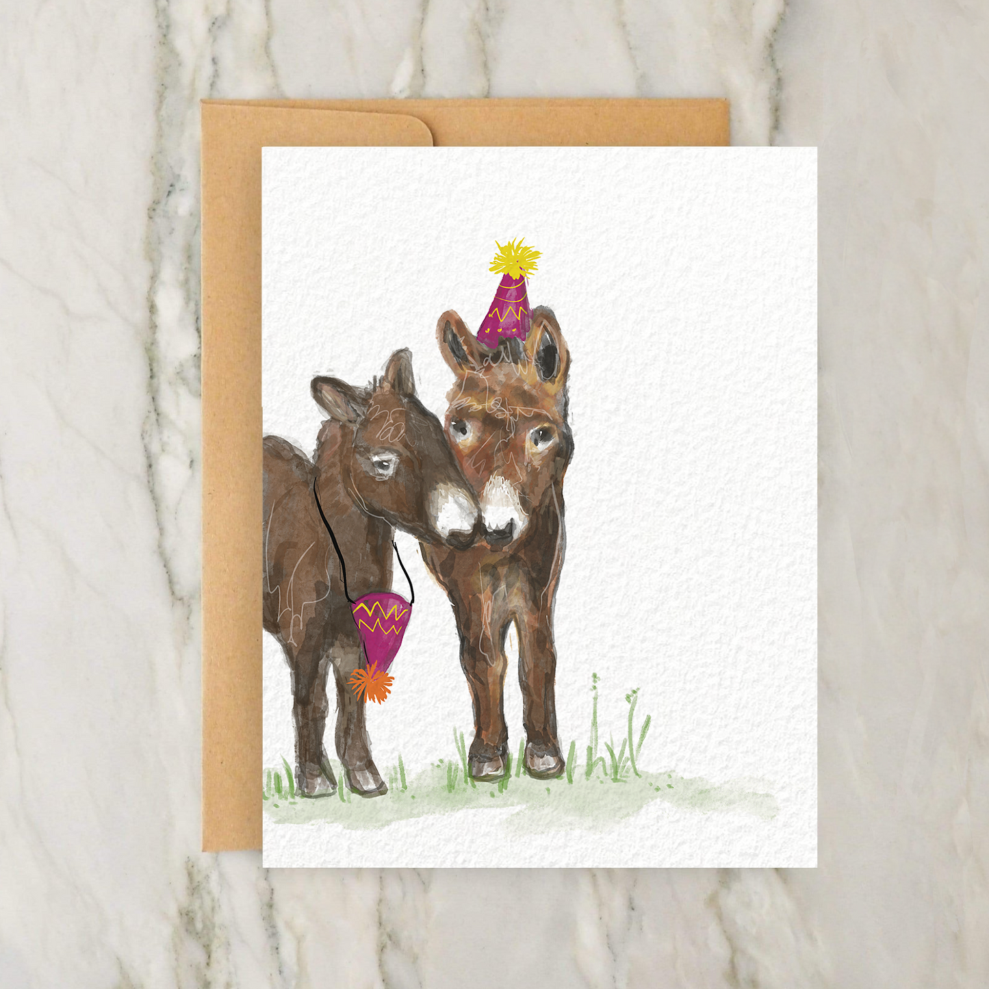 Birthday Donkeys 4x5" Greeting Card