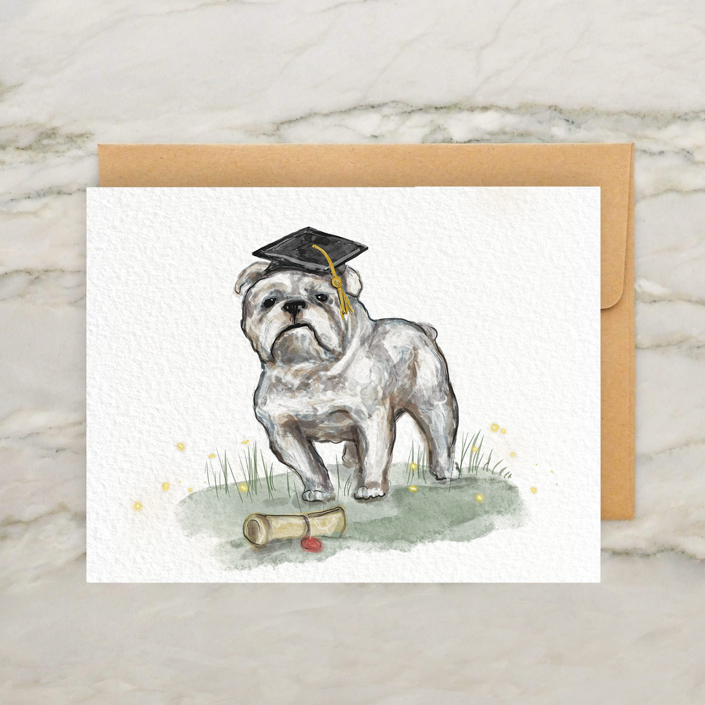 Graduation Bulldog 4x5" Greeting Card
