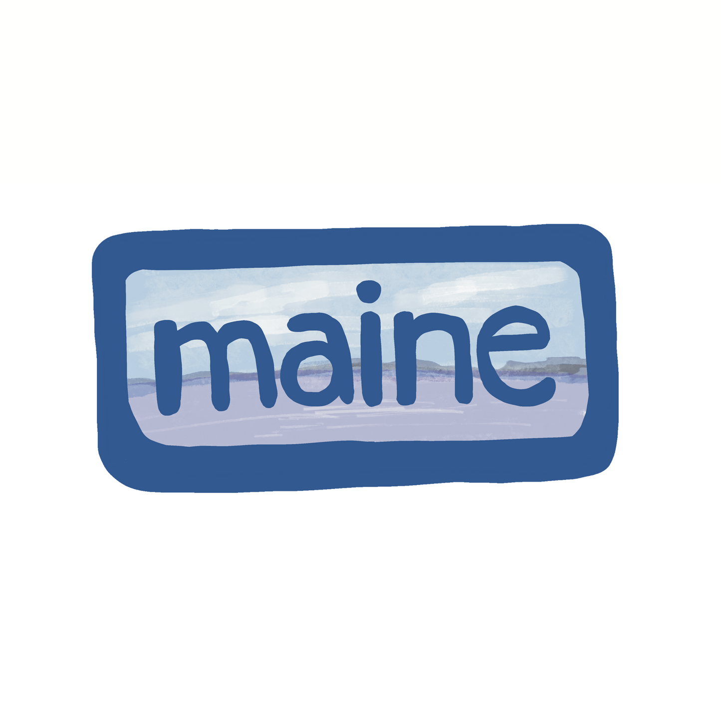 Maine - Skyline - Sticker, Magnet, Postcard, or Print