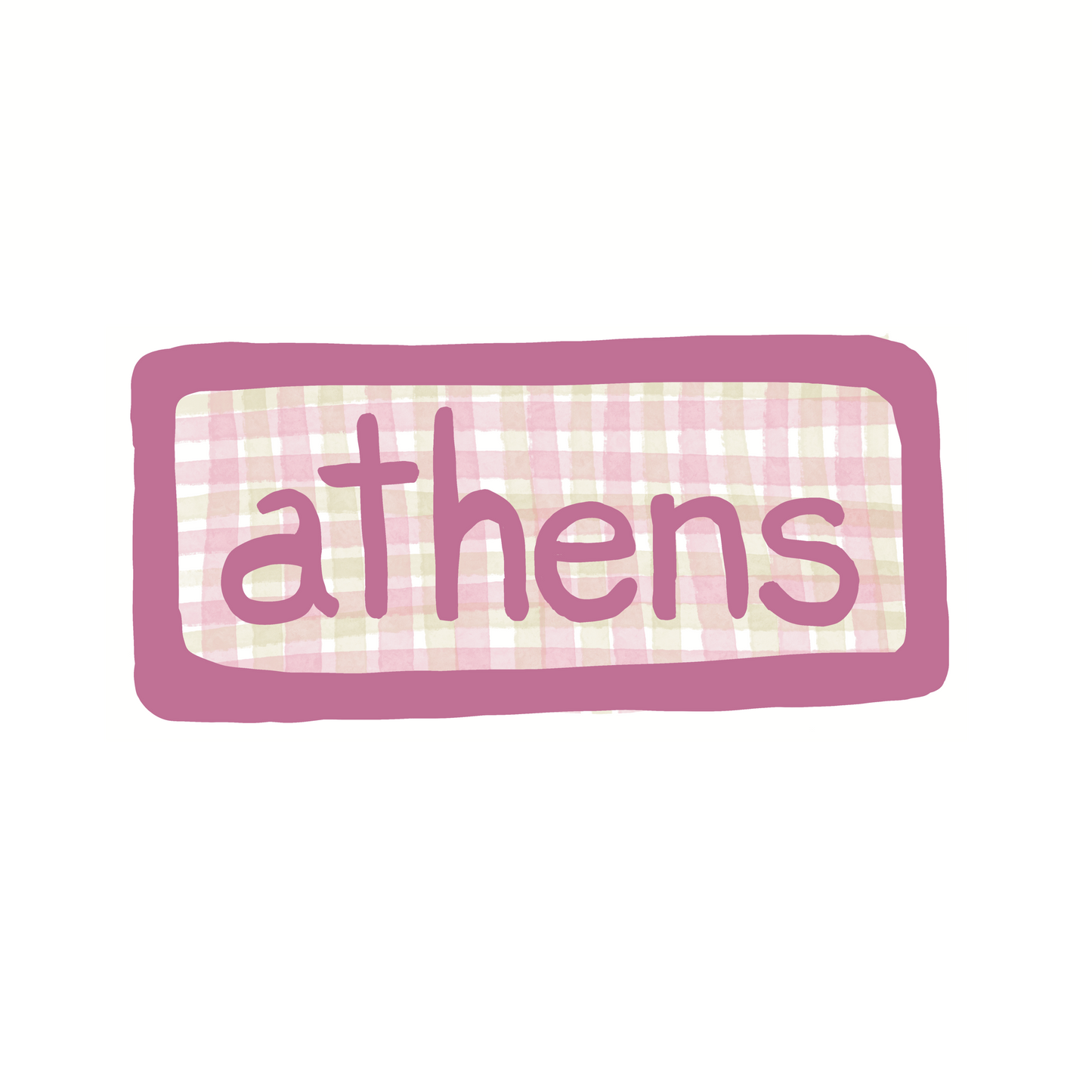 Athens - Gingham - Sticker, Magnet, Postcard, or Print