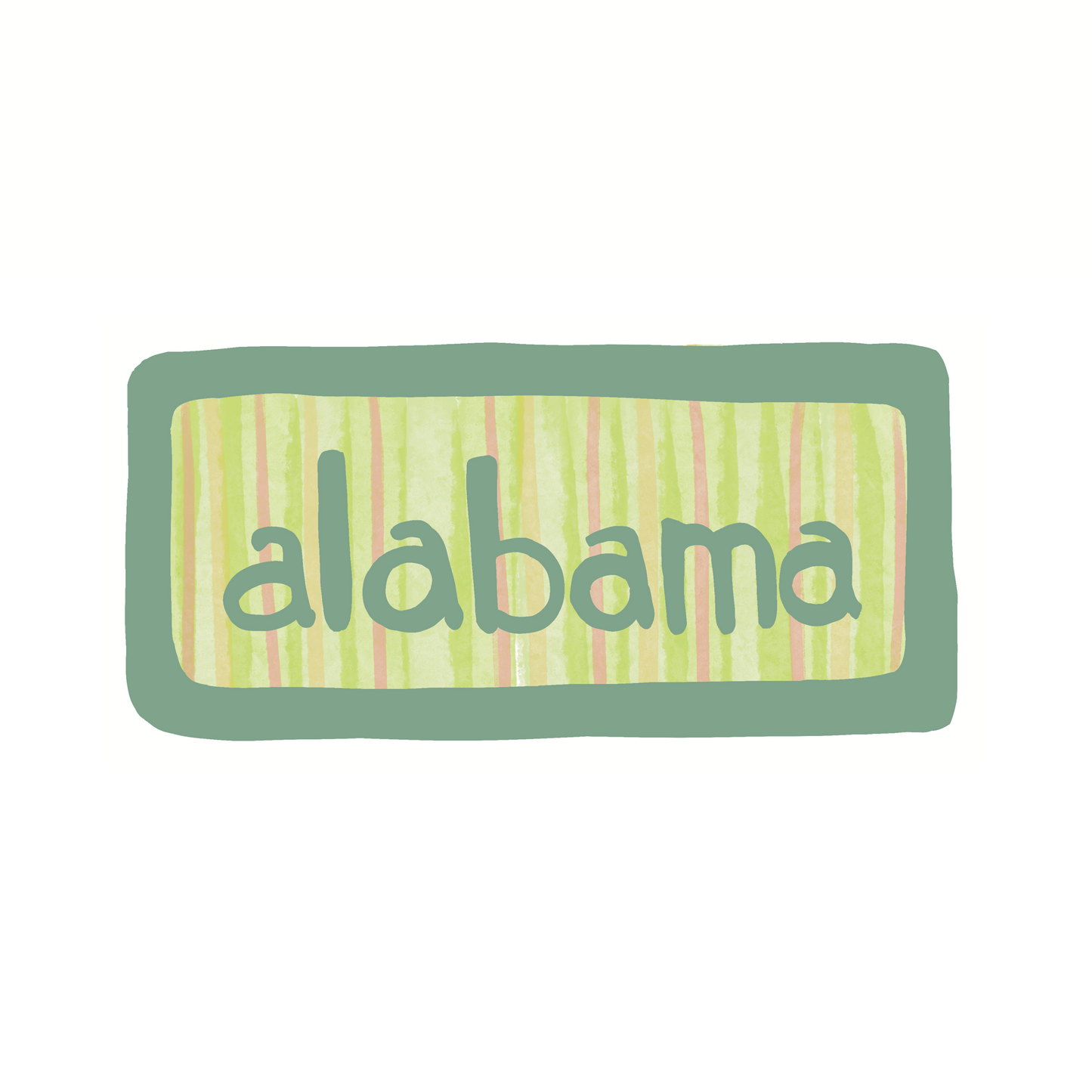 Destination: Alabama - Stripes - Sticker or Magnet