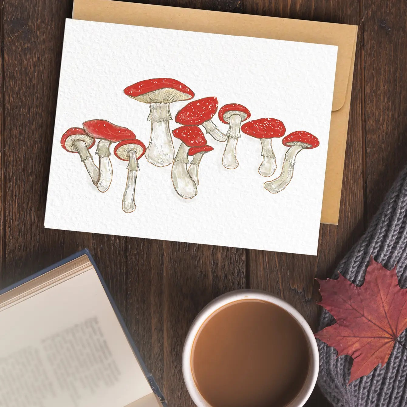 Autumn Toadstools / Mushrooms 4x5" Greeting Card