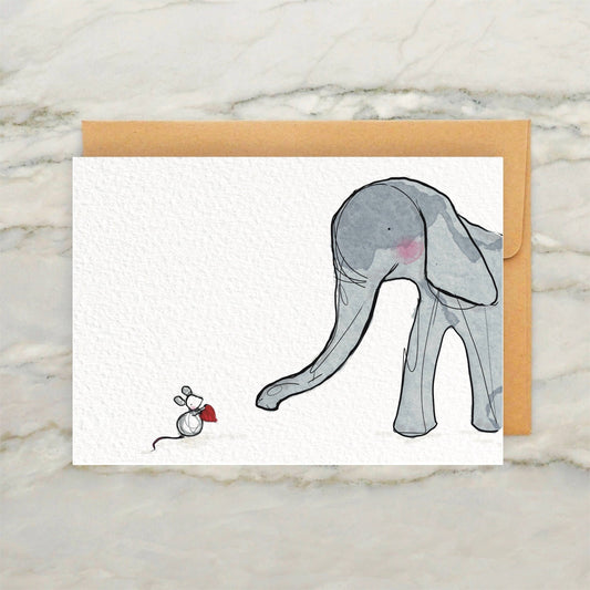 Mouse and Elephant Valentines Day Card 4x5"