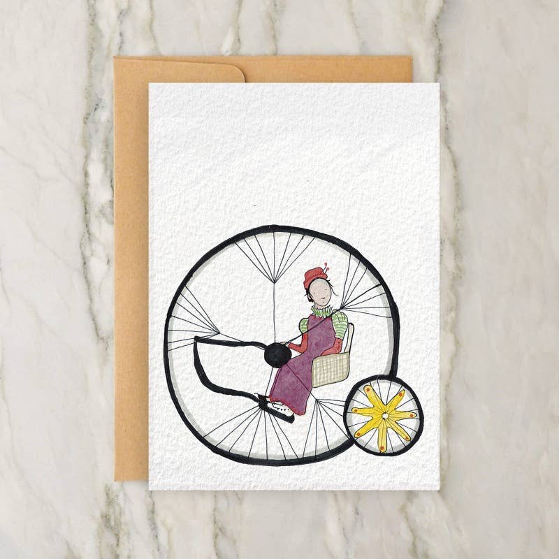 Victorian Wheel Vehicle 4x5" Greeting Card -Steampunk Style