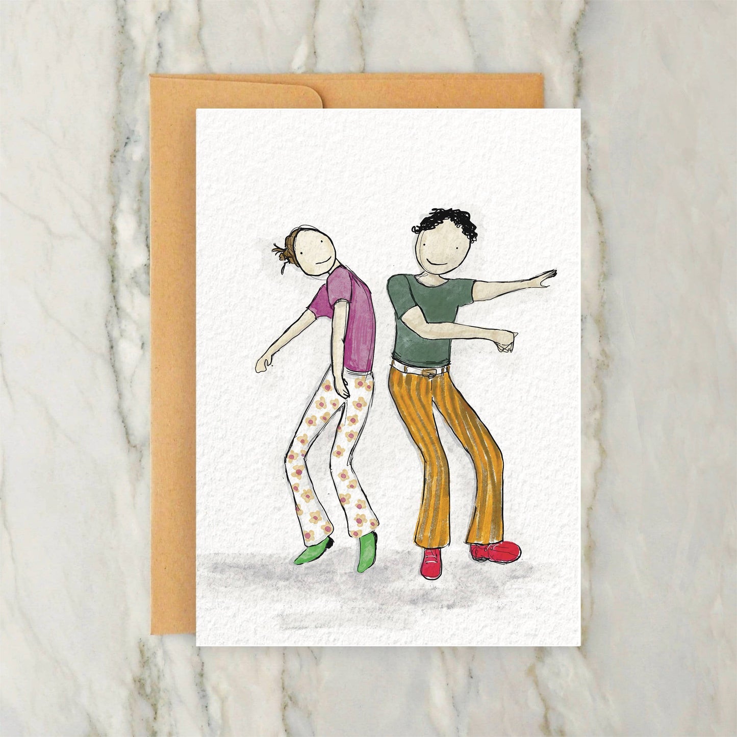 1970s Couple Dancing - Disco - Just Because Card 4x5"