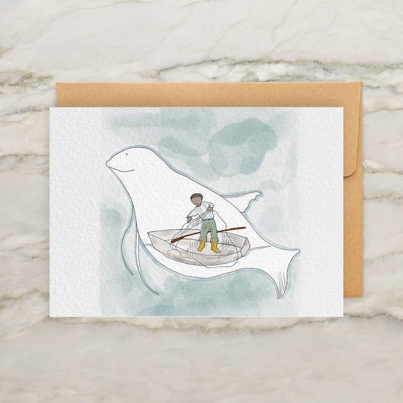 Fisherman 4x5" Greeting Card - Vintage/Antique Style