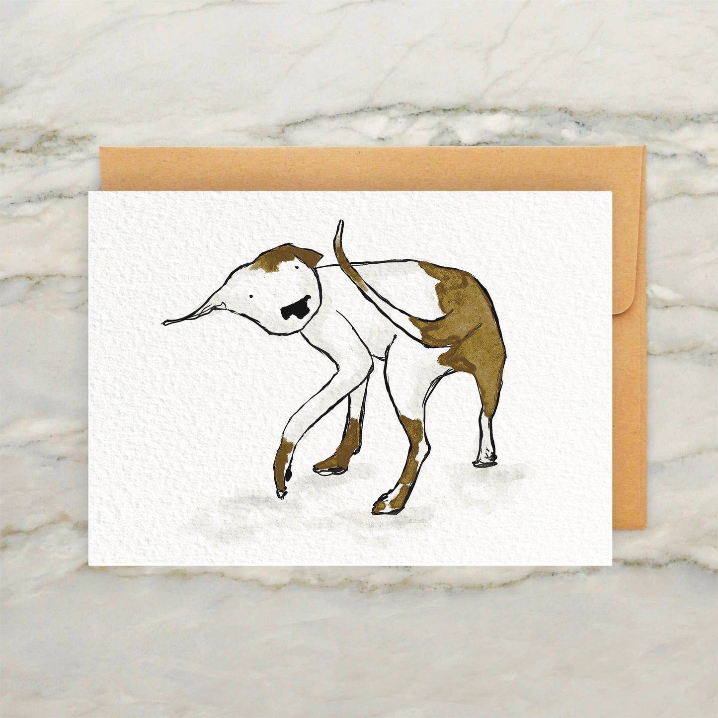 Spinning Pitbull Dog Chasing its Tail Card 4x5"