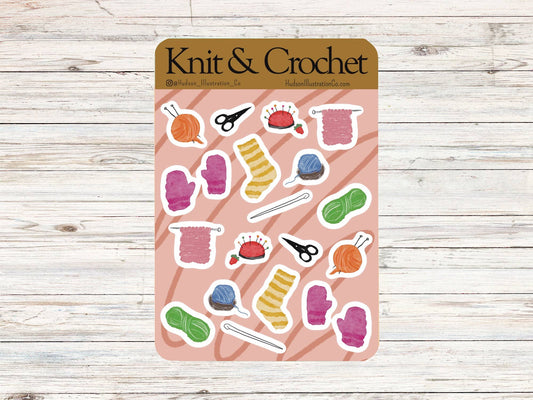 Knit and Crochet - Matte Recycled Kiss Cut Sticker Sheet -