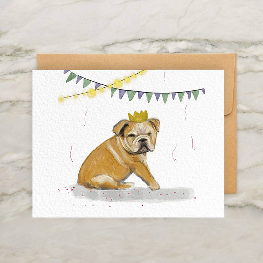 Bulldog Puppy Birthday Card 4x5"