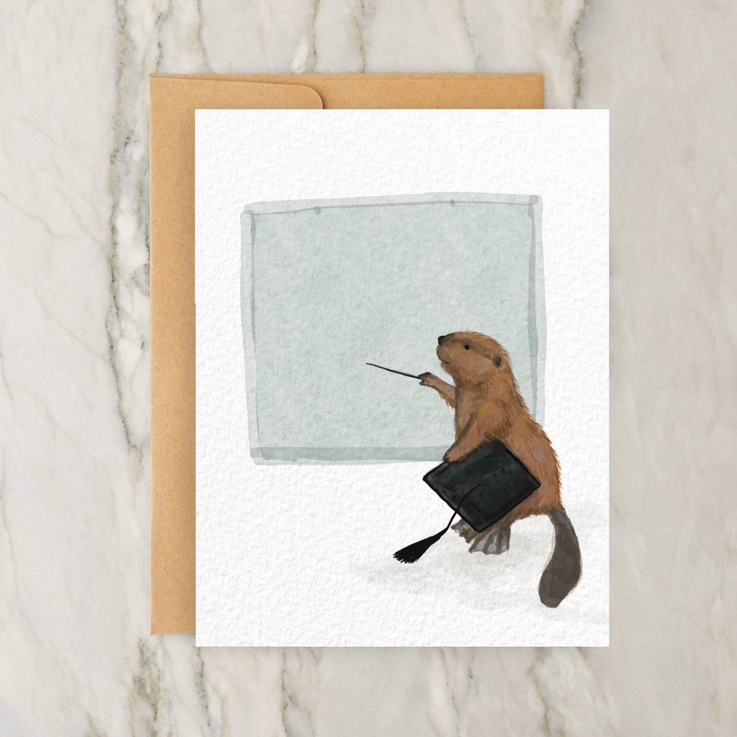 Cute Beaver Graduation 4x5" Greeting Card - College