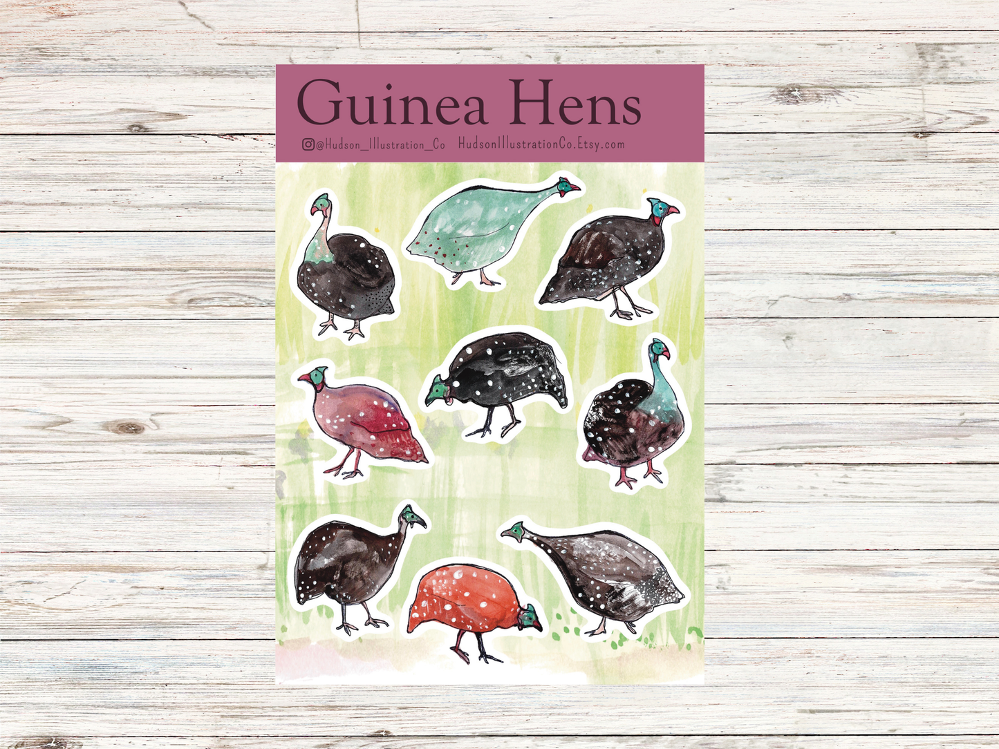 Guinea Hens Sticker Sheet