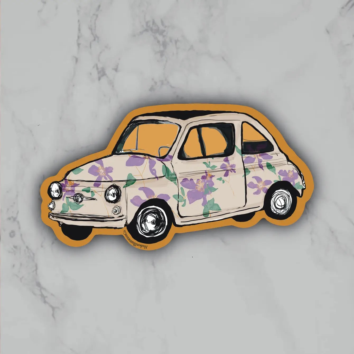 Flower Pattern Fiat Sticker or Magnet