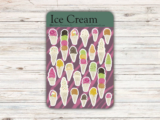 Ice Cream Cones Sticker Sheet - Summer Scrapbook