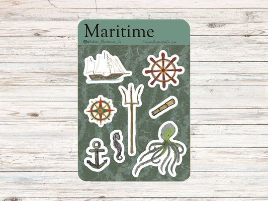 Maritime - Matte Recycled Kiss Cut Sticker Sheet - Ocean Sea