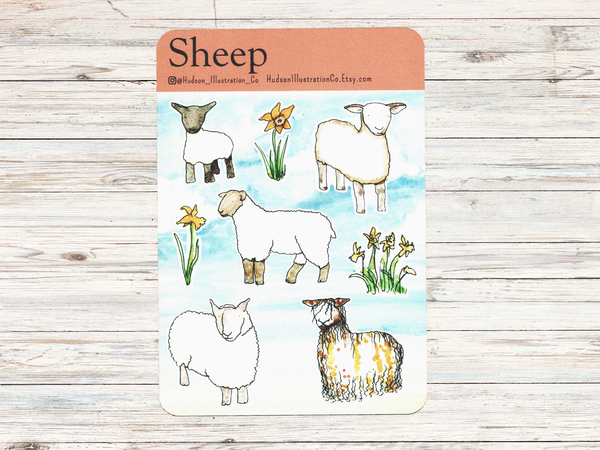 Sheep Sticker Sheet – Hudson Illustration Co