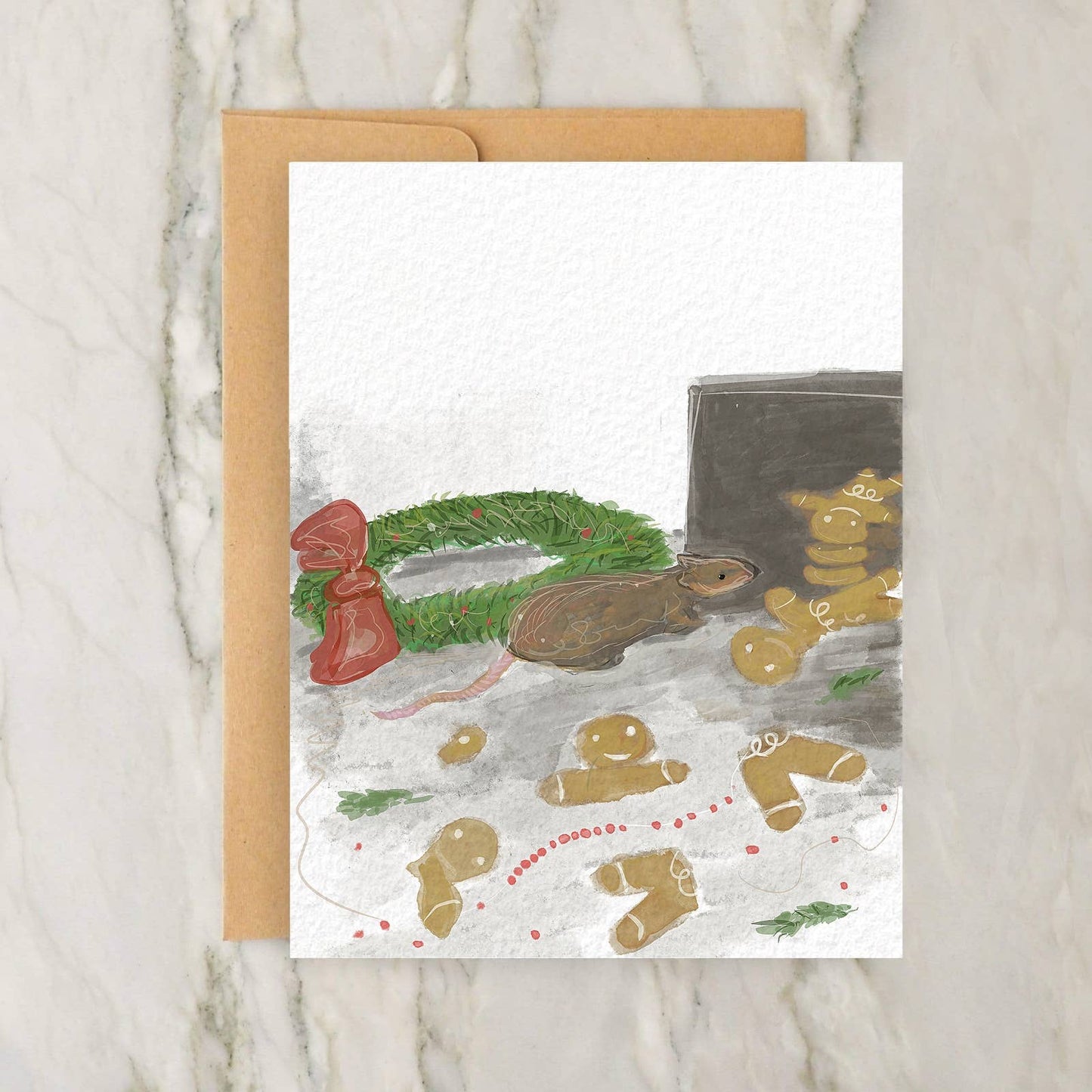 NYC Rat Gingerbread Cookies 4x5" Christmas Greeting Card