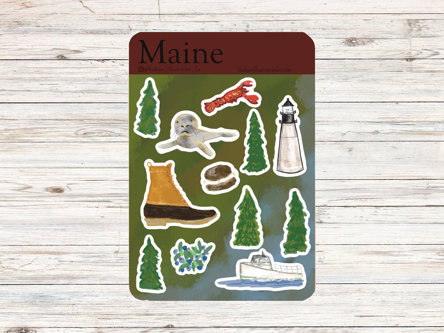 Maine State Icons Sticker Sheet