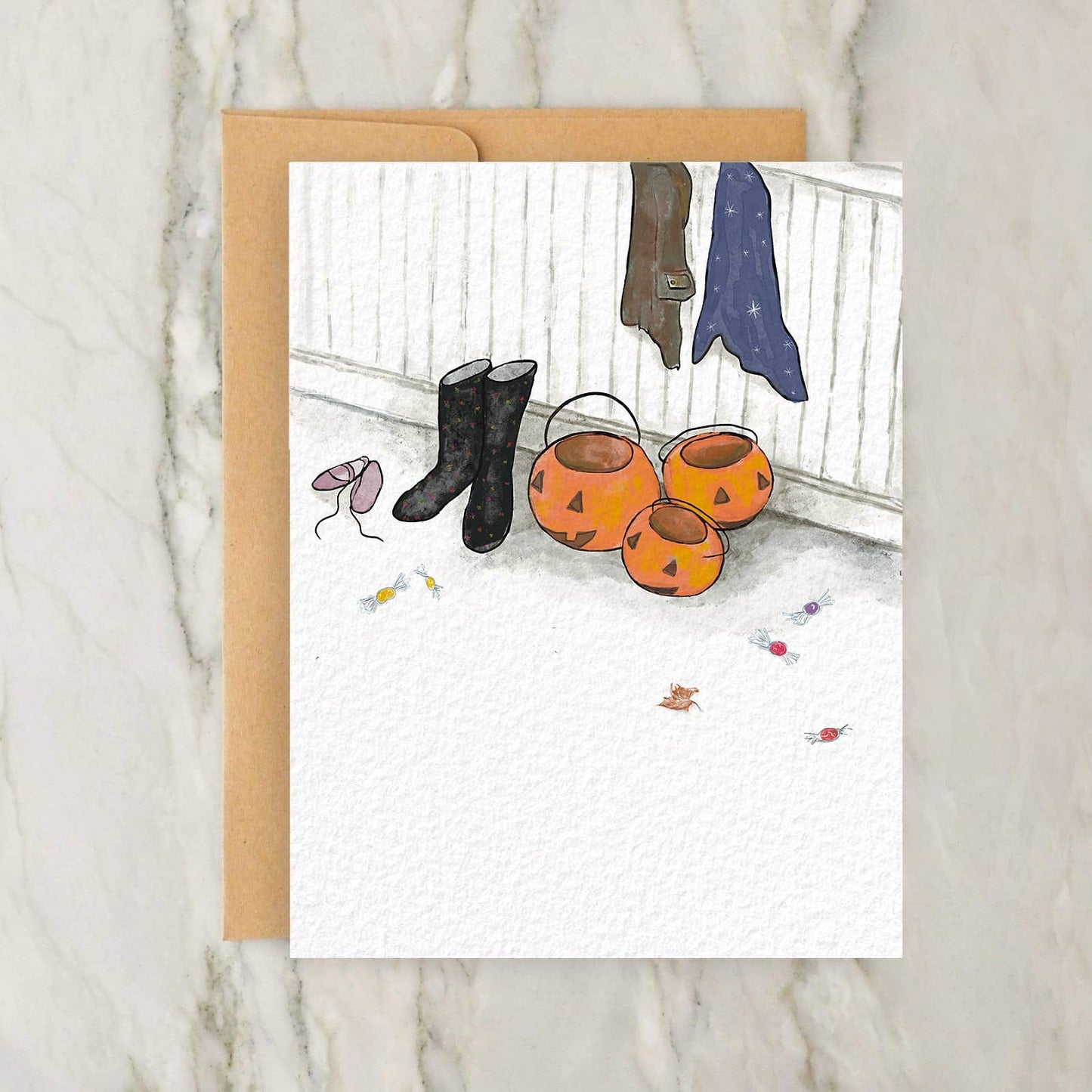 Halloween Hallway Trick or Treat Pumpkin + Candy Card 4x5"