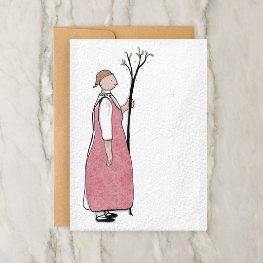 Grandmother With a Branch 4x5" Greeting Card -Vintage Style