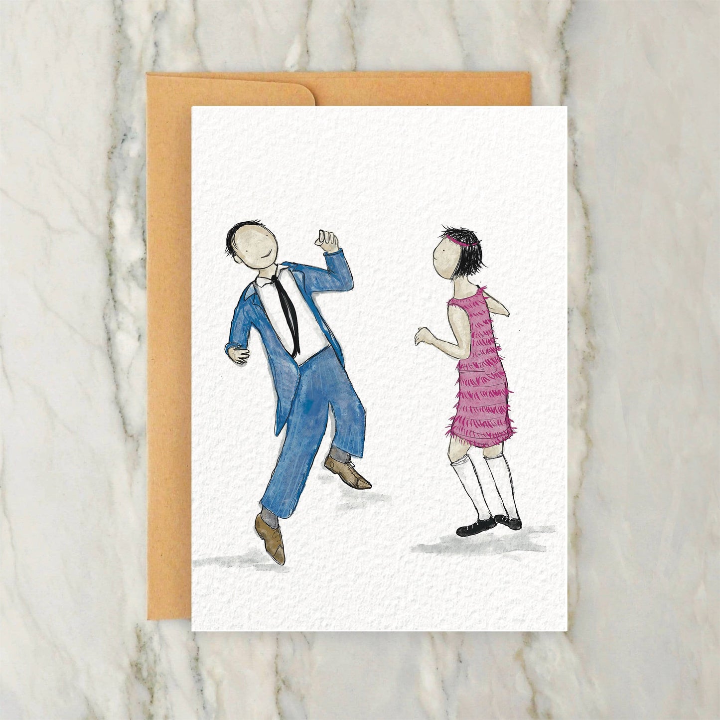 1920s Couple Dancing - Flapper, Charleston Card 4x5"