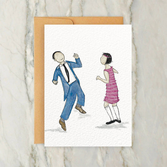 1920s Couple Dancing - Flapper, Charleston Card 4x5"