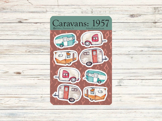 Caravans 1957 Sticker Sheet - Travel Trailers/Campers