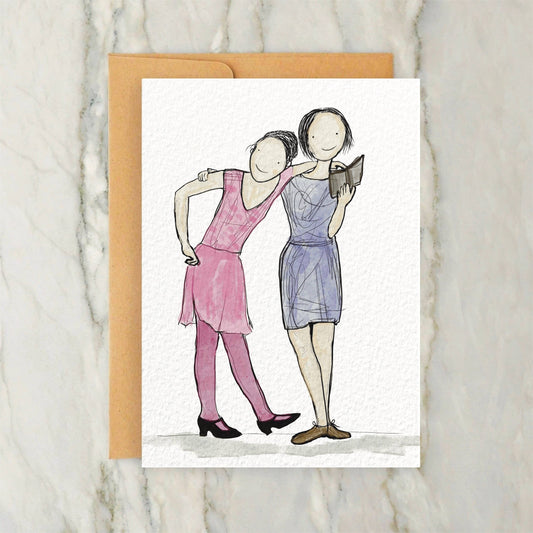 Two Dancers Reading Card 4x5"