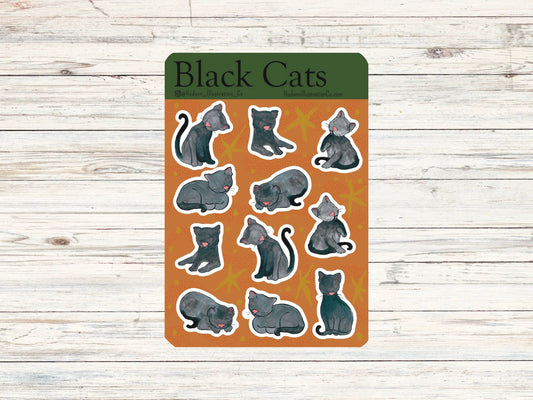 Black Cats Sticker Sheet - Halloween