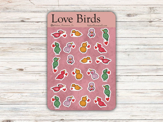 Love Birds - Matte Recycled Kiss Cut Sticker Sheet -February