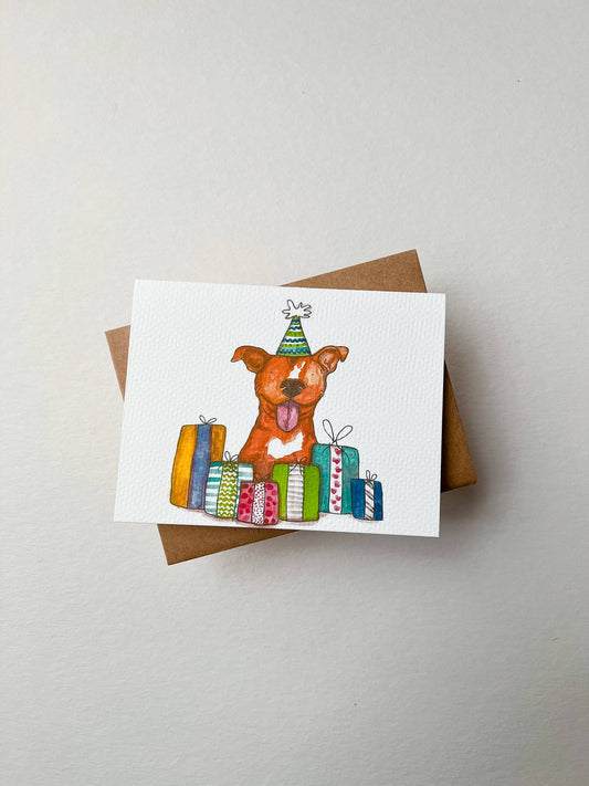 Gifts! - Bully Dog Birthday Card - Boxer, Pit Bull, Bulldog