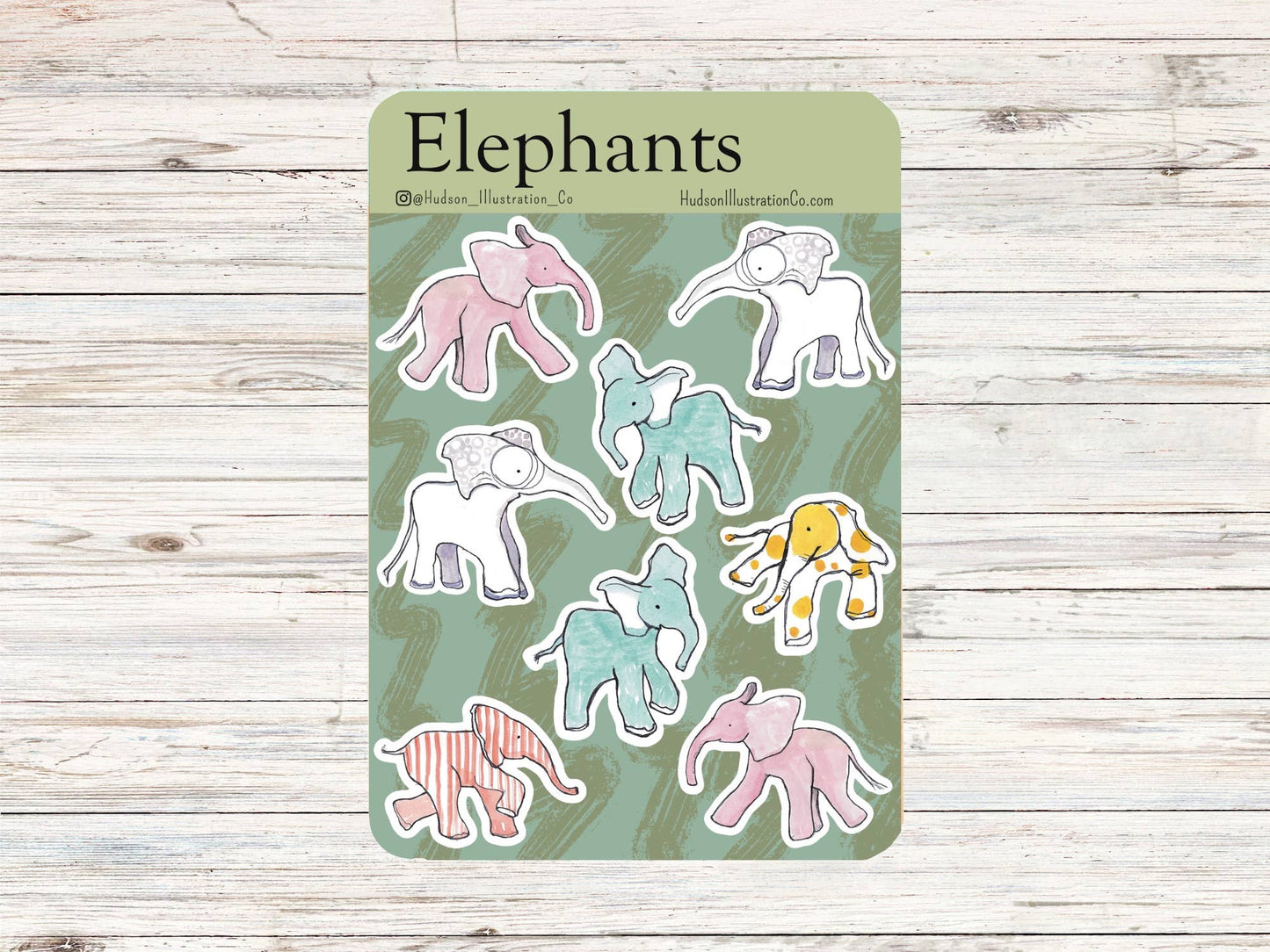 Elephants - Matte Recycled Kiss Cut Sticker Sheet - April