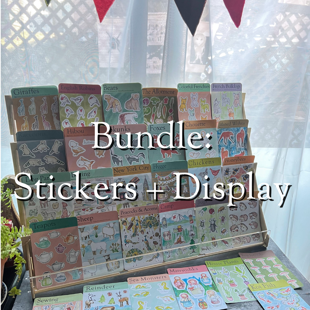 Bundle: 24 Sticker Sheets + Display Shelf