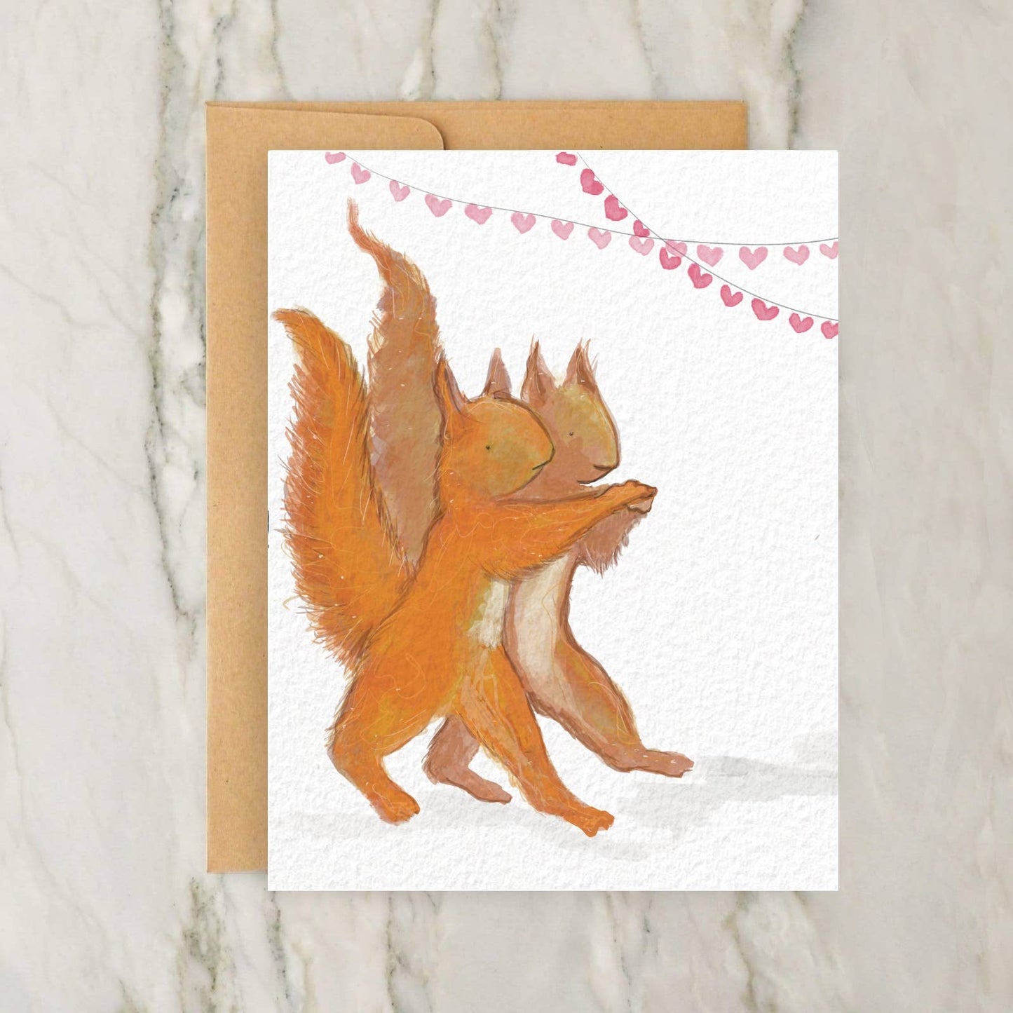 Squirrels Dancing 4x5" Greeting Card Valentines Day