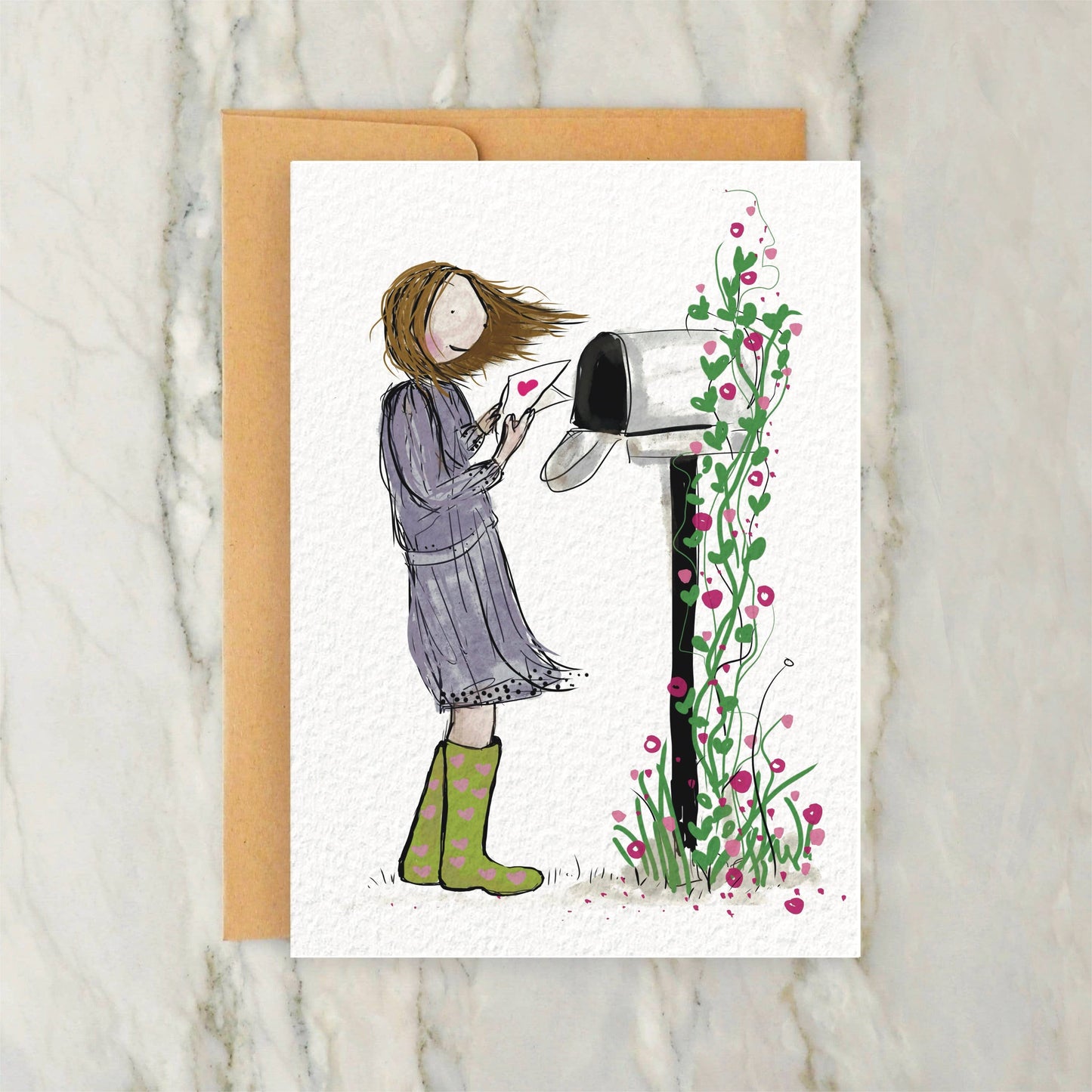 Person Receiving Love Letter Valentines Day Card 4x5"