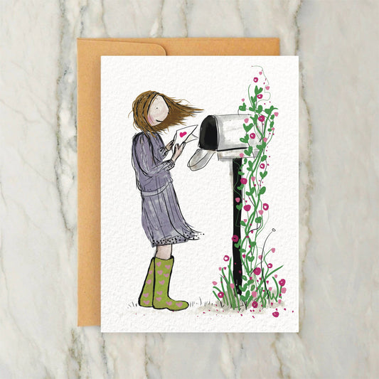 Person Receiving Love Letter Valentines Day Card 4x5"