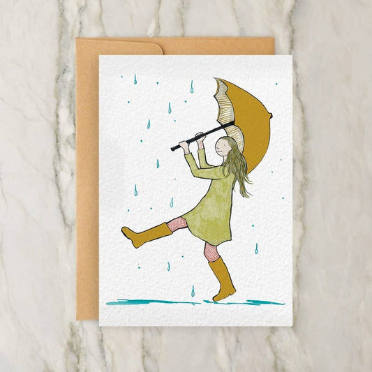 Rainboots 4x5" Greeting Card - Vintage/Antique Style