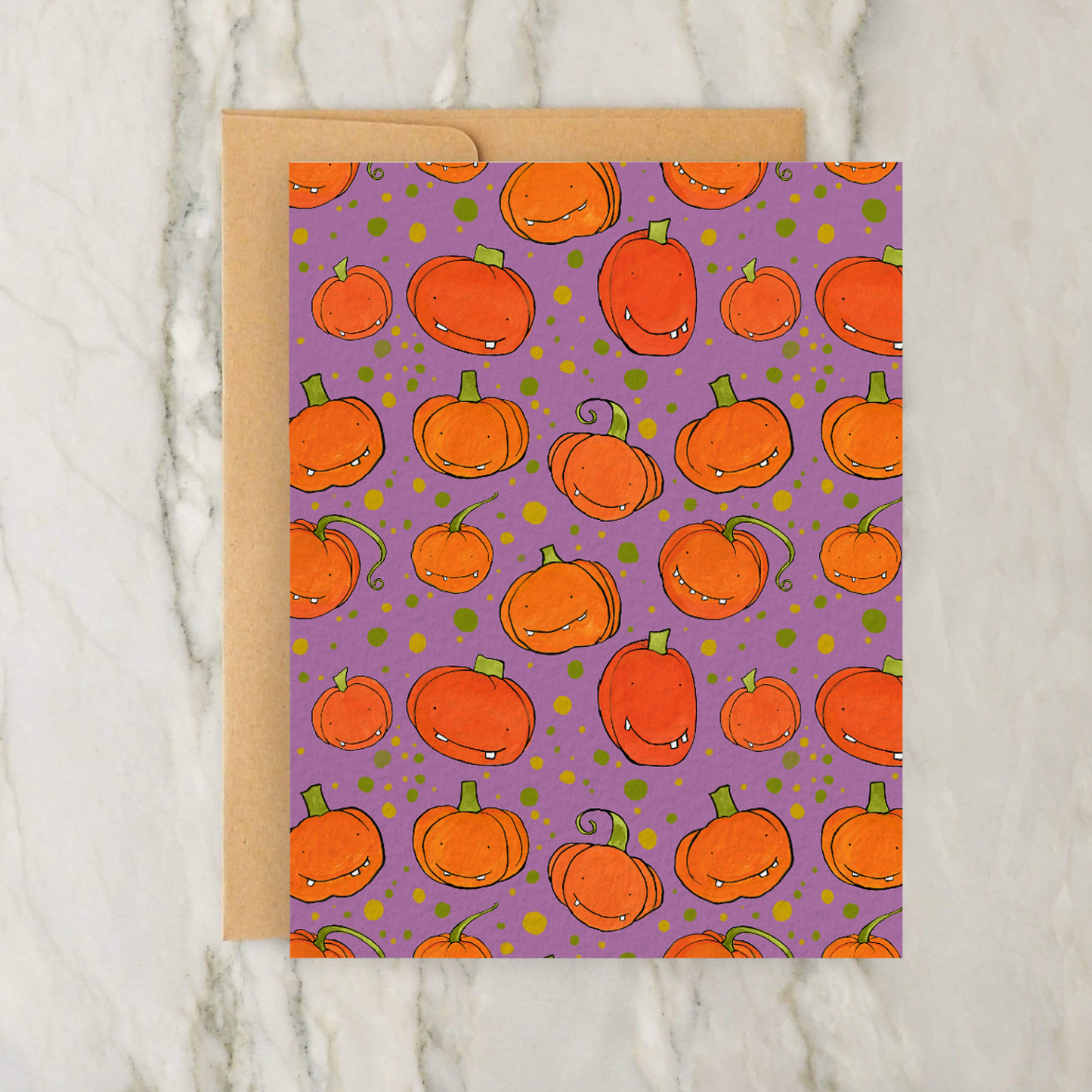 Cute Halloween Jack'o'Lantern Pumpkins Card 4x5"