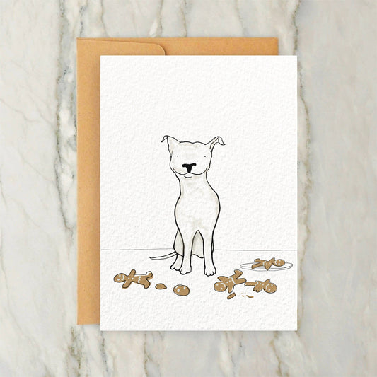 Dog and Gingerbread Cookies 4x5" Christmas Greeting Card