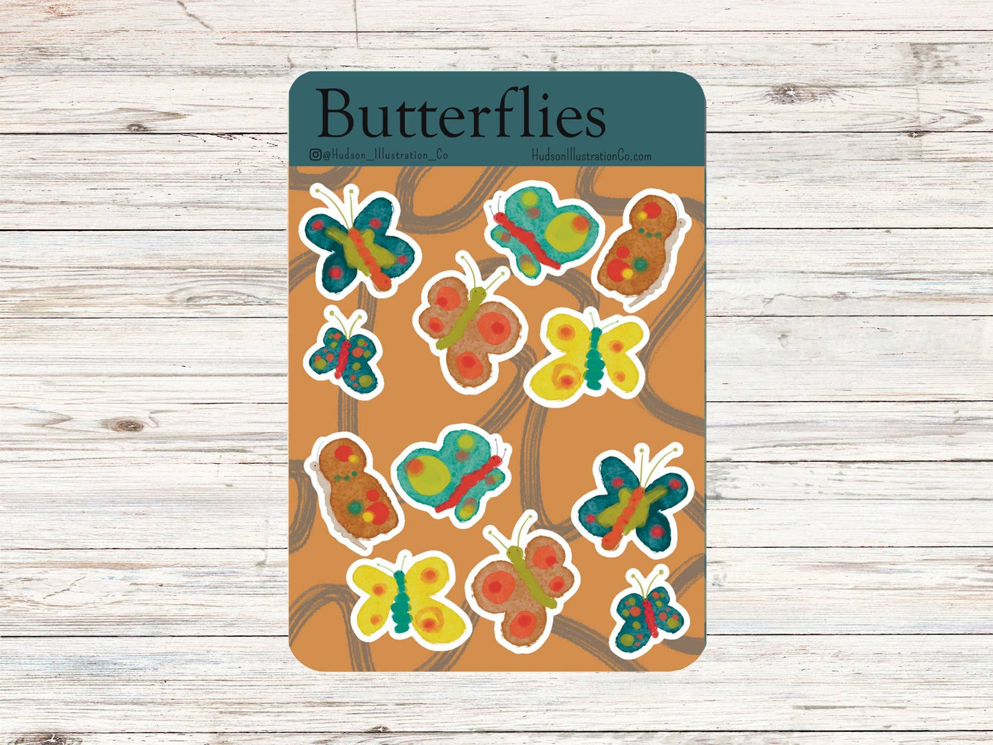 1970s Style Butterflies Sticker Sheet