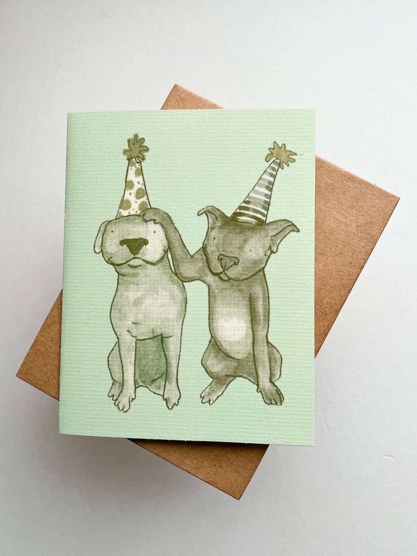 Pals! Vintage Newsprint Style Bully Dog Birthday Card