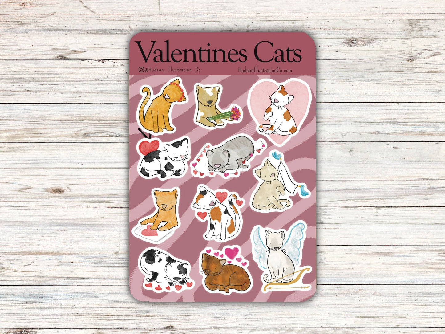 Valentines Day Cats Sticker Sheet