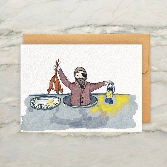 Sewer Man with Rats 4x5" Greeting Card -Vintage Style