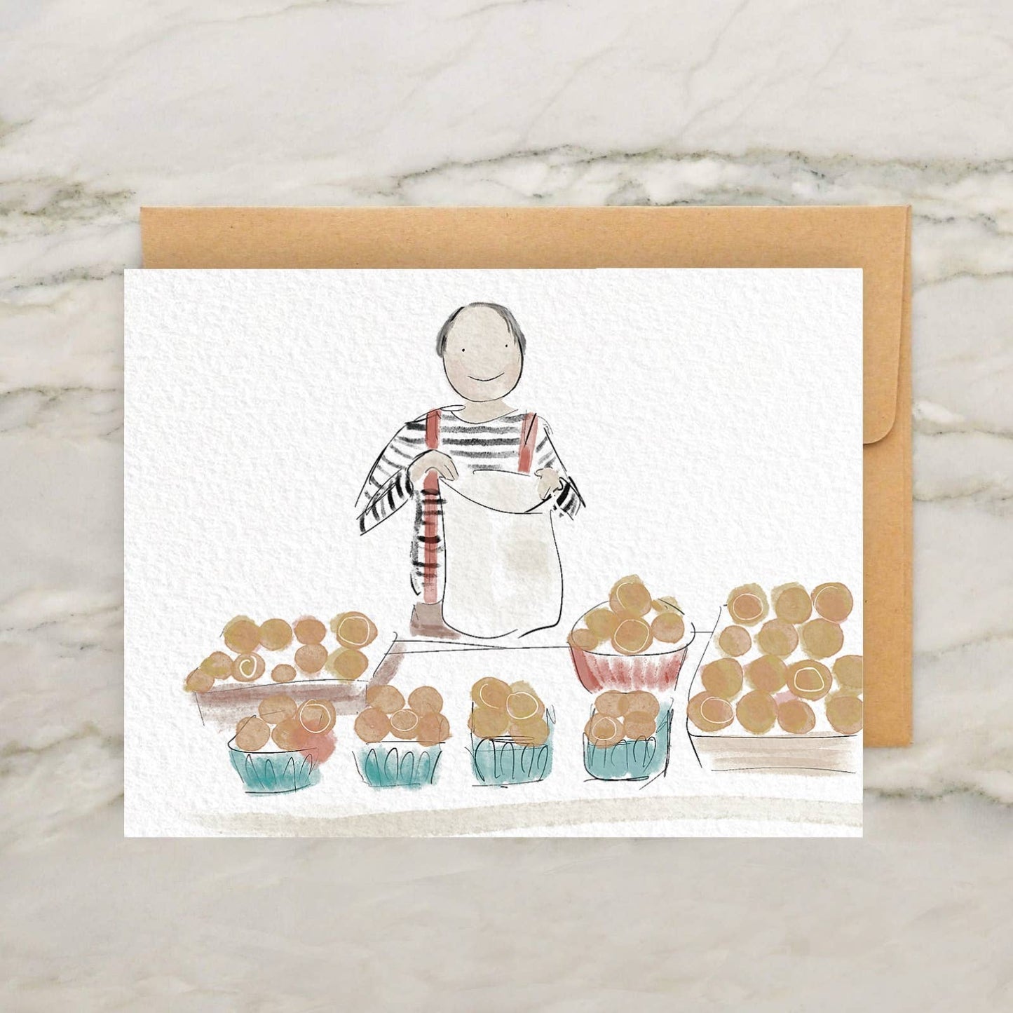 Buns or Oranges? Bakery Counter 4x5" Greeting Card