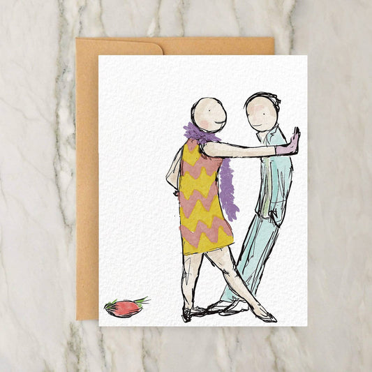 Fancy Costumed Person and Person in Suit 4x5" Greeting Card