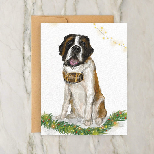 Saint Bernard Christmas 4x5" Greeting Card