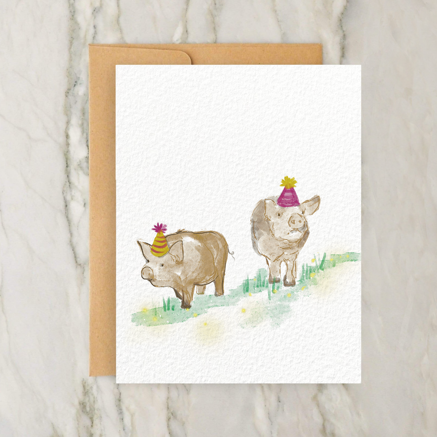 Birthday Pigs 4x5" Greeting Card