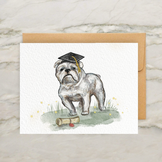 Graduation Bulldog 4x5" Greeting Card
