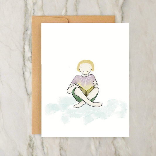 Person Reading on Cloud - Butterfly Shirt 4x5" Greeting Card