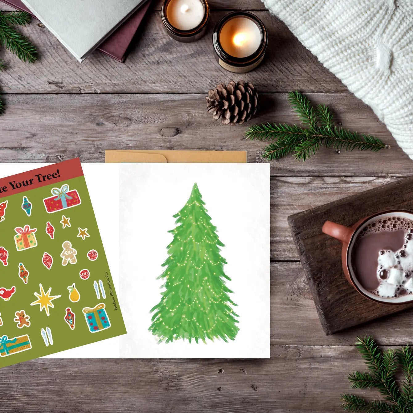 Decorate Your Own Christmas Tree Card with Stickers DIY Kit